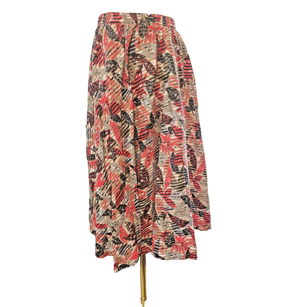 Vintage Autumn Floral Print Retro Festival Bohemian Hippie Midi Skirt SZ M